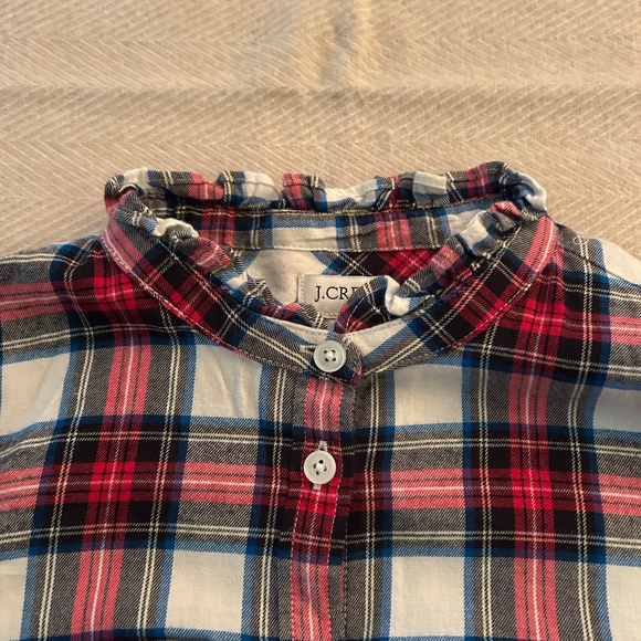 J. Crew Factory Flannel Tartan Button-Front Top with Ruffled Collar-Size: S, NWT - Picture 7 of 8